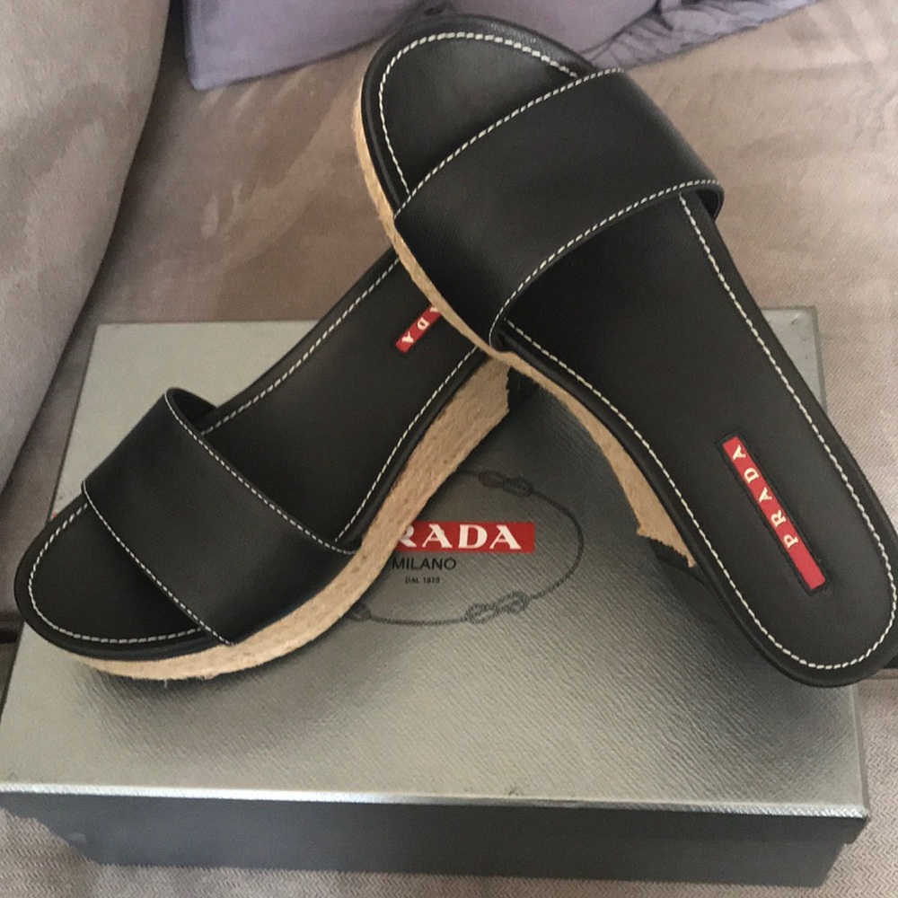 Prada wedge sandals .